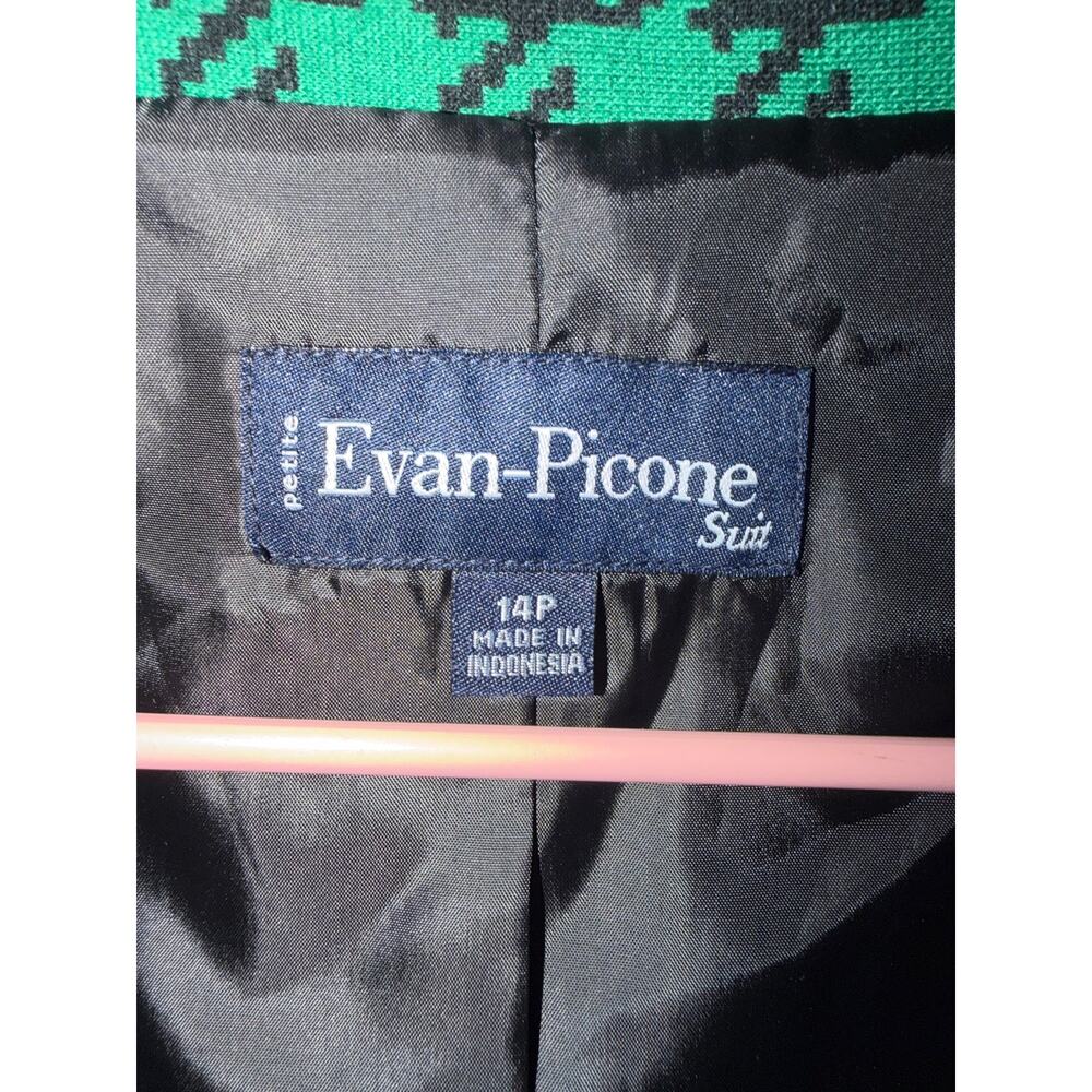 Vintage 90s Evan-Picone Green Black Houndstooth Blazer Jacket Button Up Size 14P - Picture 10 of 10